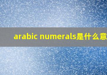 arabic numerals是什么意思